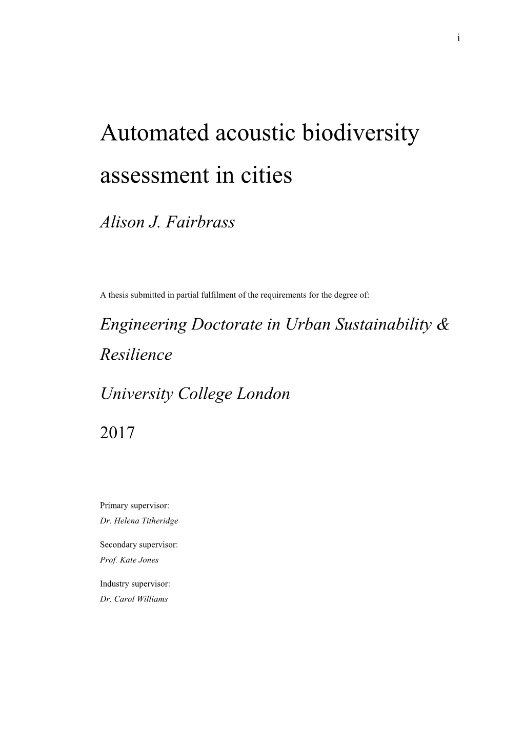 Automated Acoustic Biodiversity Assessment in Cities