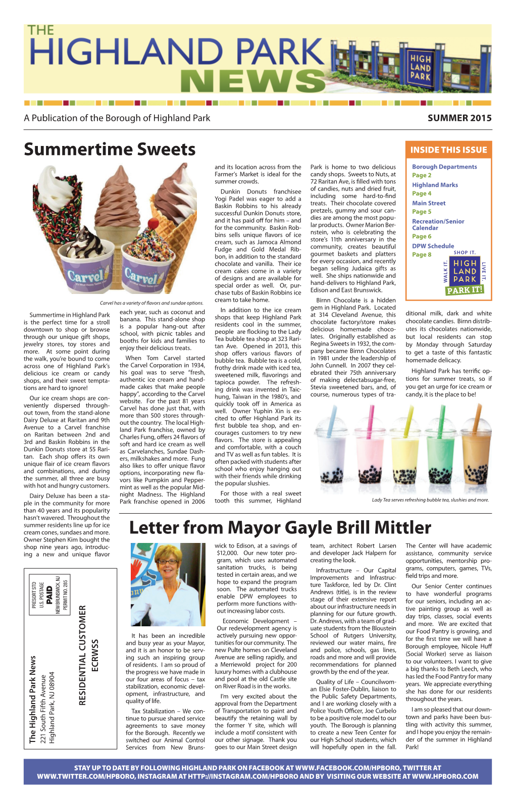 Summertime Sweets Letter from Mayor Gayle Brill Mittler