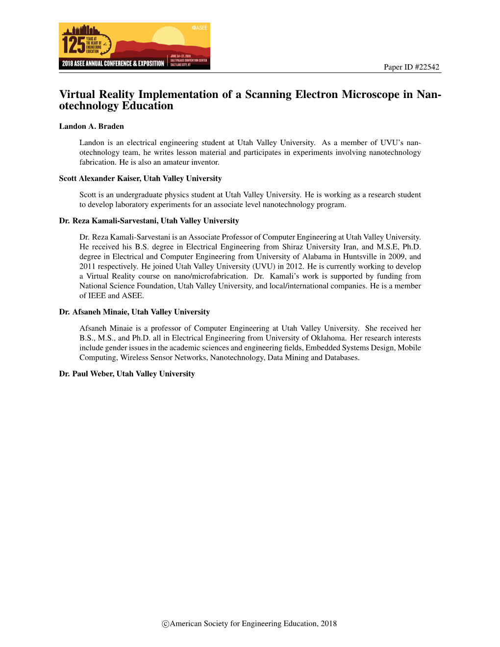 Virtual Reality Implementation of a Scanning Electron Microscope in Nan- Otechnology Education