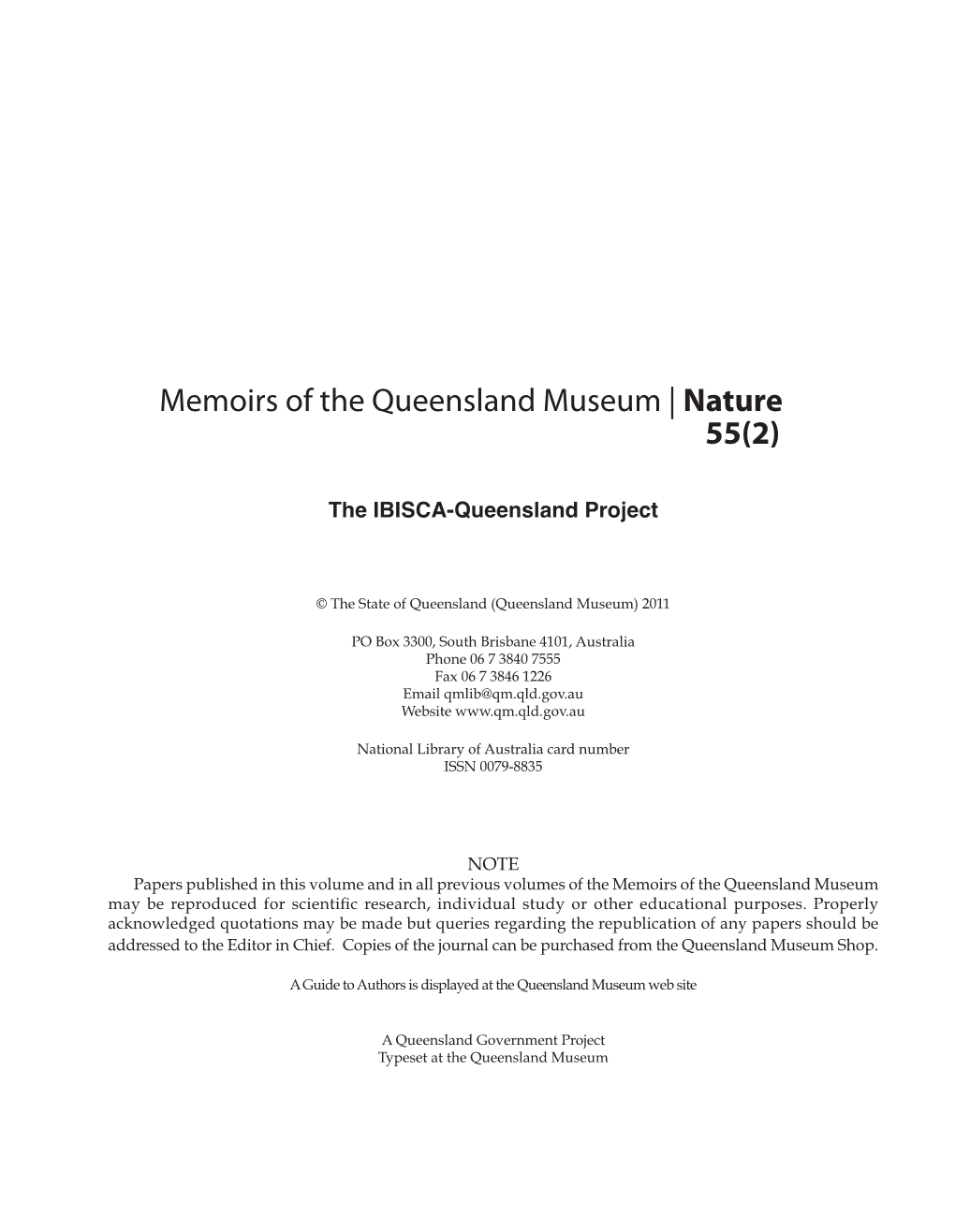 Memoirs of the Queensland Museum | Nature 55(2)