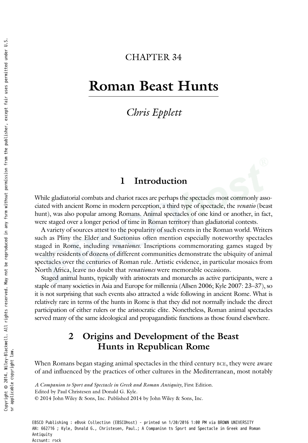 Roman Beast Hunts