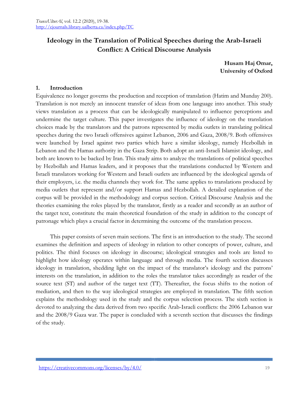 Ideology in the Translation of Political Speeches During the Arab-Israeli Conflict: a Critical Discourse Analysis