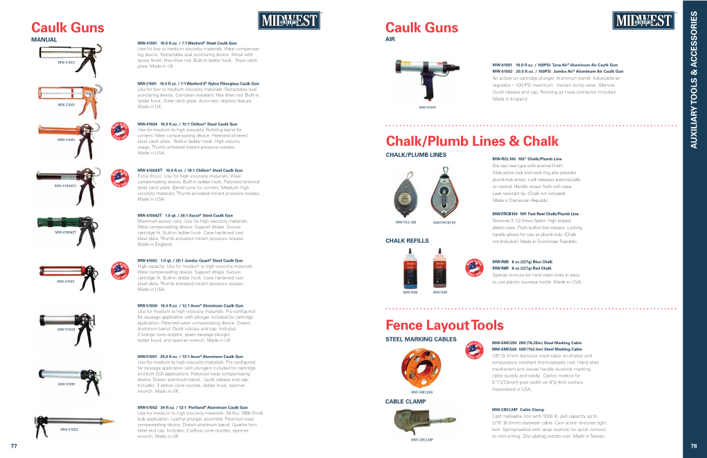 Caulk Guns Caulk Guns Chalk/Plumb Lines & Chalk Fence Layout Tools