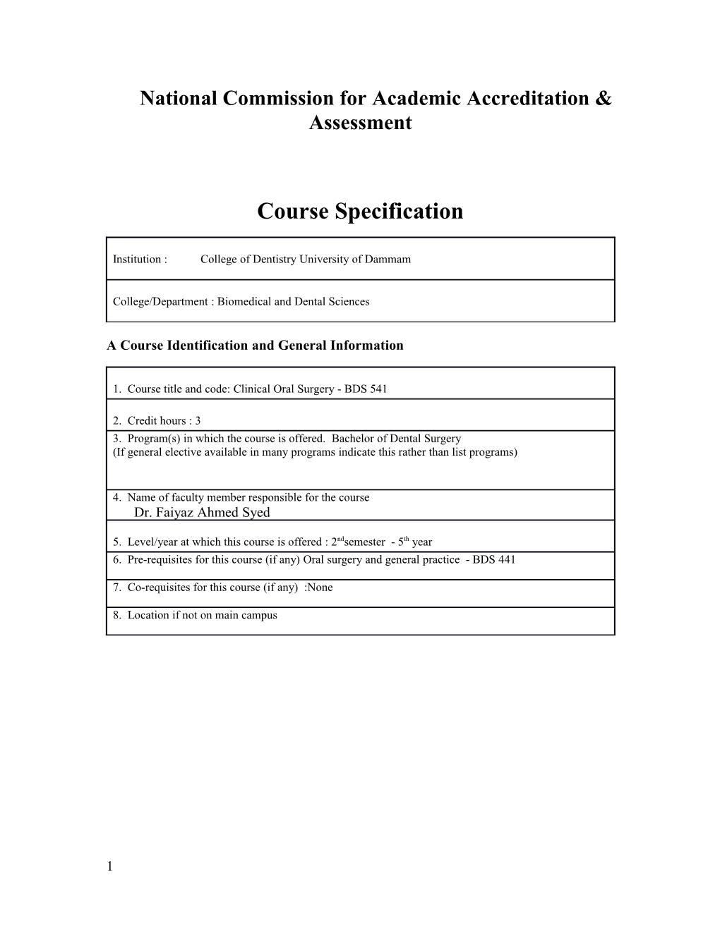 National Commission for Academic Accreditation and Assessment