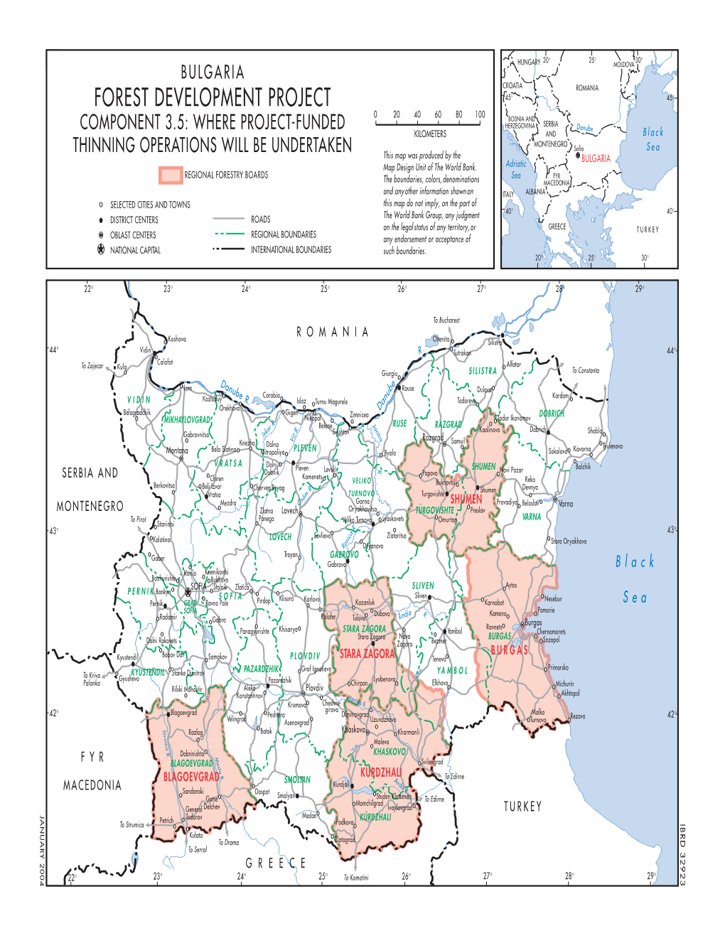 FOREST DEVELOPMENT PROJECT NATIONAL CAPITAL OBLAST CENTERS DISTRICT CENTERS SELECTED CITIES and TOWNS Kyustendil Kula