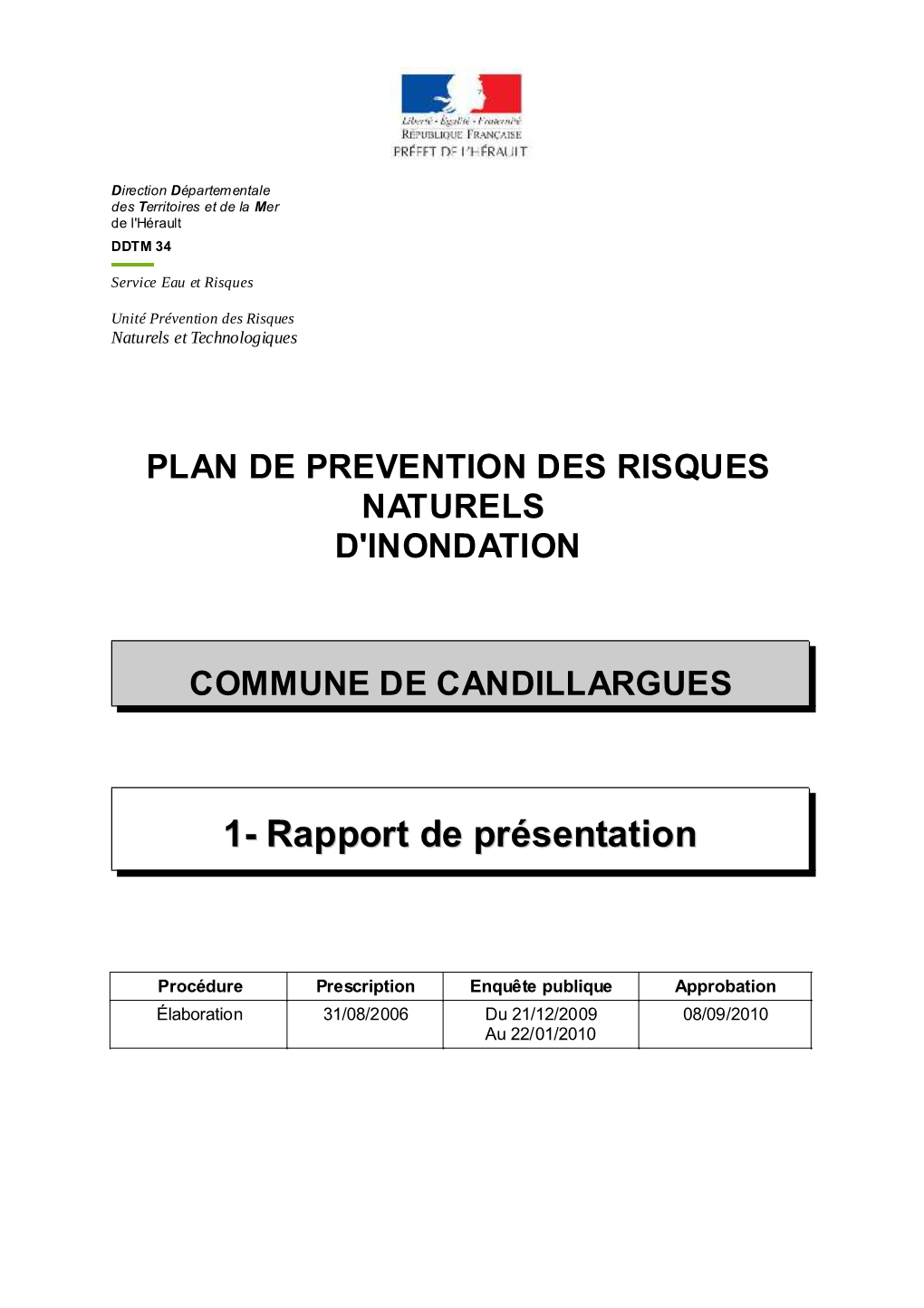 Plan De Prevention Des Risques Naturels D'inondation Commune De Candillargues 1