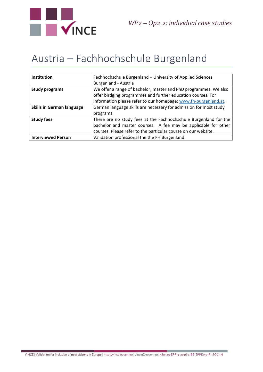 Austria – Fachhochschule Burgenland