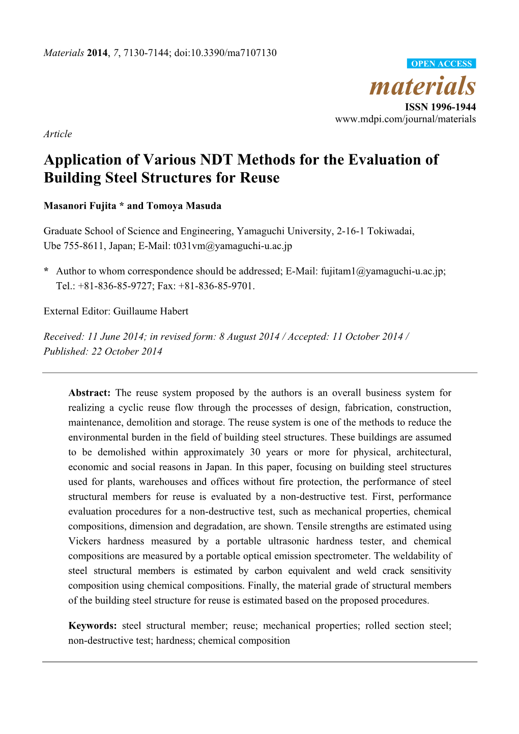 Application of Various NDT Methods for the Evaluation of Building Steel Structures for Reuse