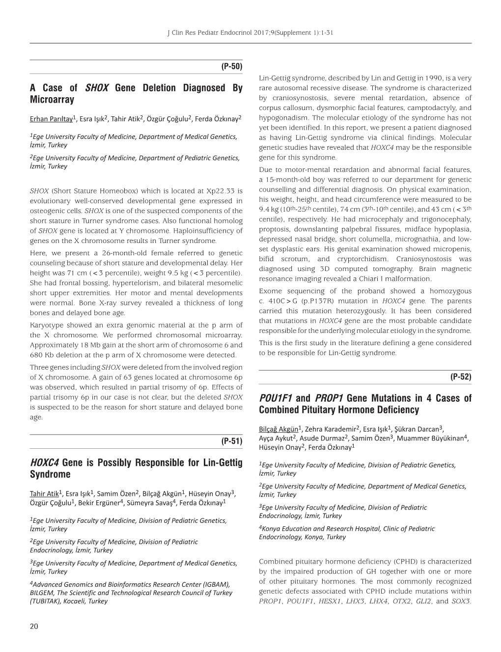 A Case of SHOX Gene Deletion Diagnosed by Microarray HOXC4