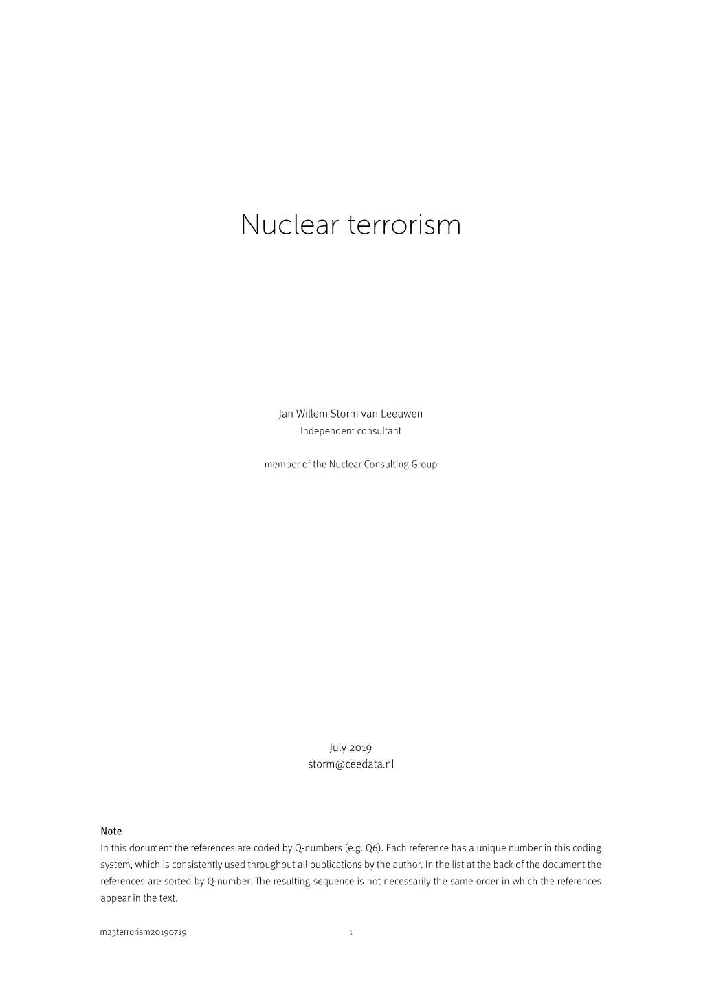 Nuclear Terrorism