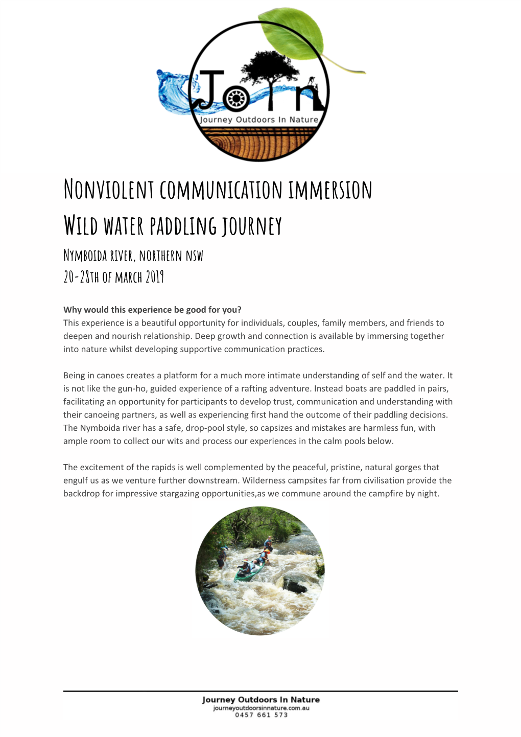 Nonviolent Communication Immersion Wild Water Paddling Journey Nymboida River, Northern Nsw 20-28Th of March 2019
