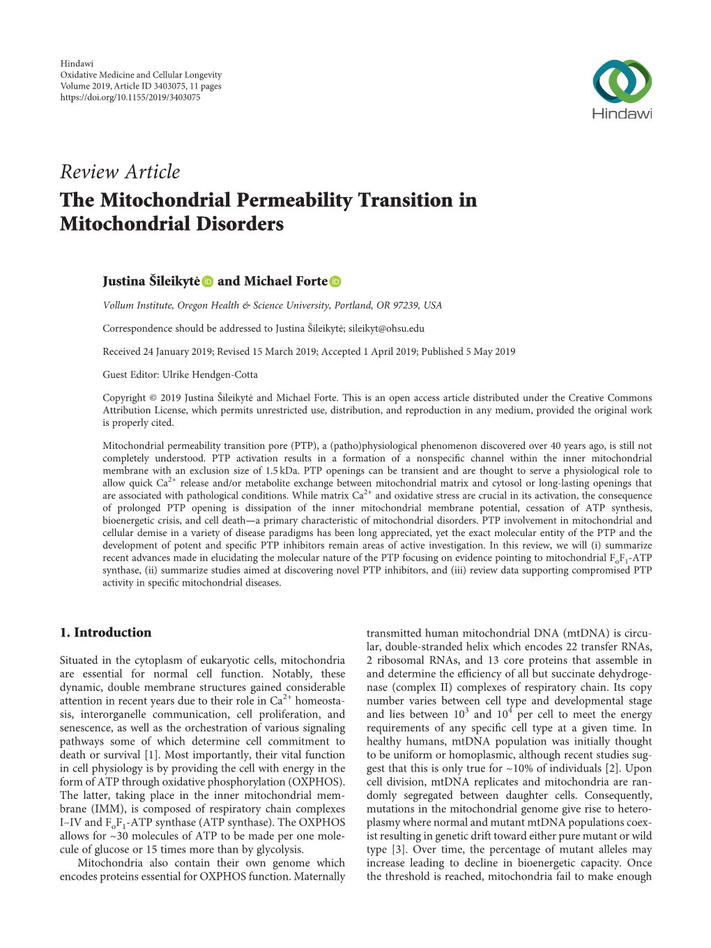 Review Article the Mitochondrial Permeability Transition in Mitochondrial Disorders