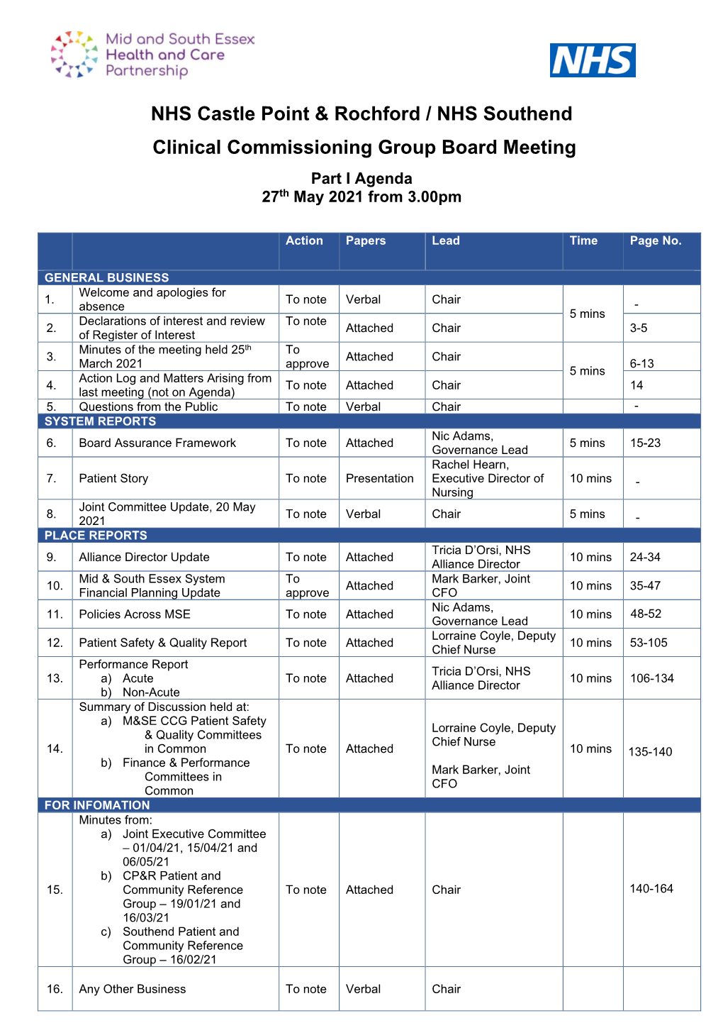 NHS Castle Point & Rochford / NHS Southend Clinical Commissioning