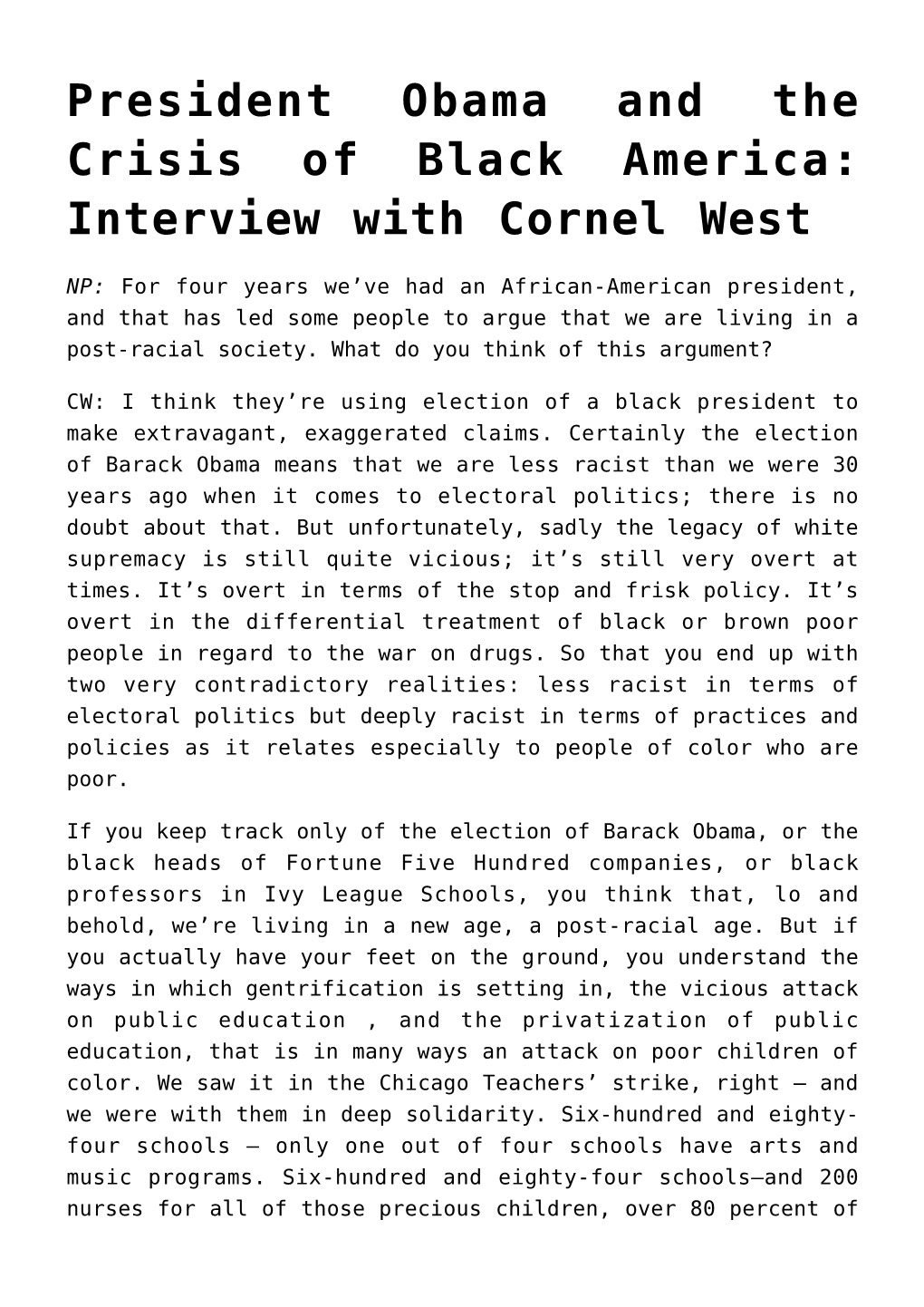 Interview with Cornel West