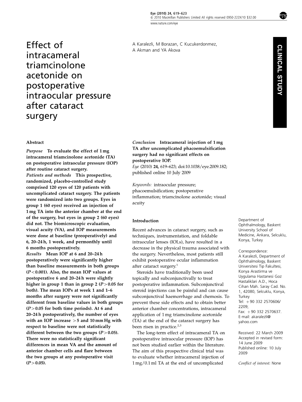 Effect of Intracameral Triamcinolone Acetonide on Postoperative