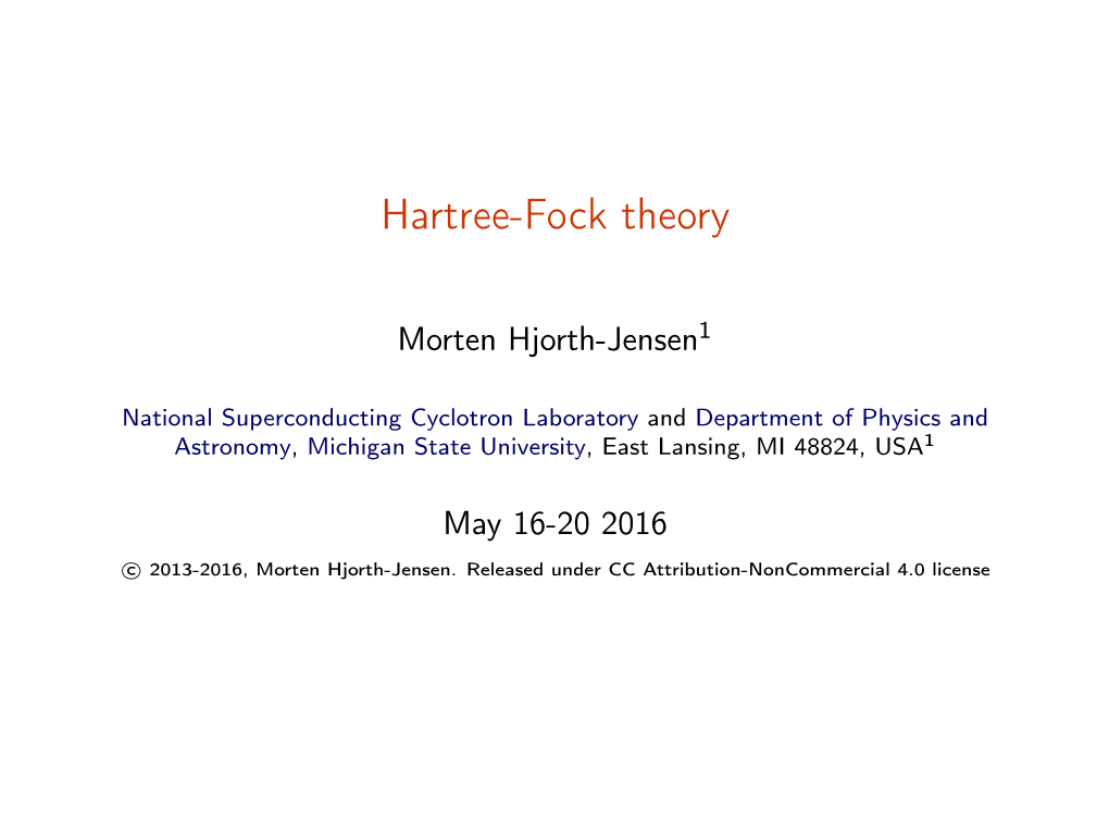 Hartree-Fock Theory