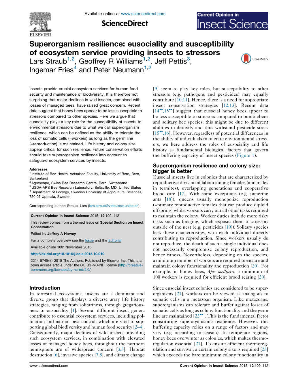 Superorganism Resilience: Eusociality and Susceptibility of Ecosystem