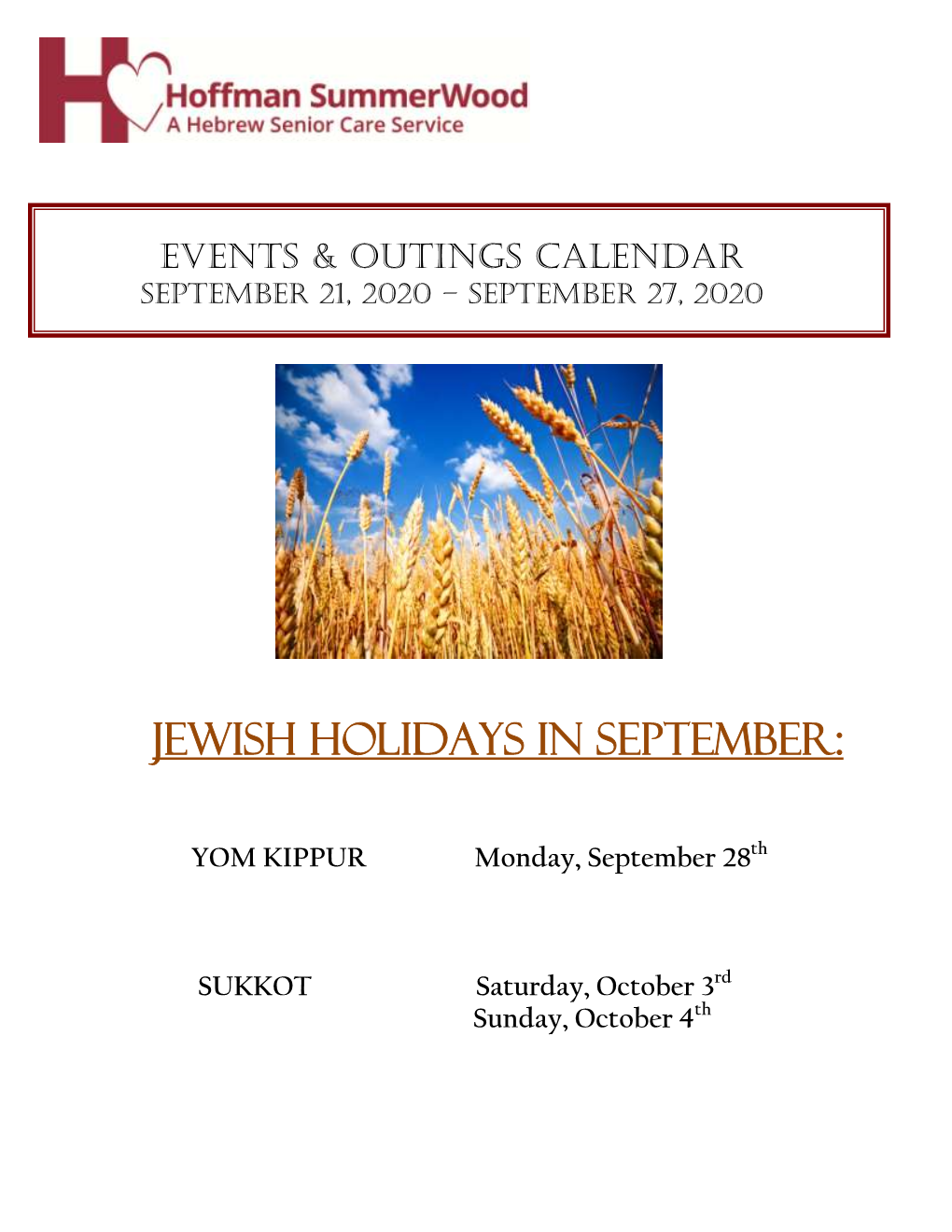 JEWISH HOLIDAYS in September