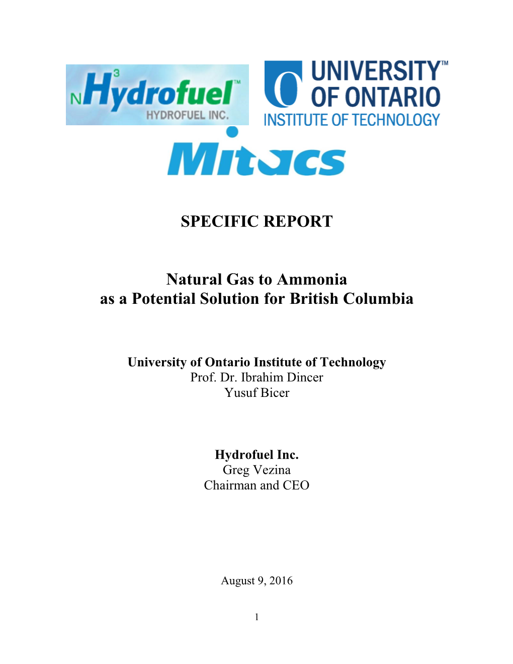 Natural Gas to Ammonia As a Potential Solution for British Columbia