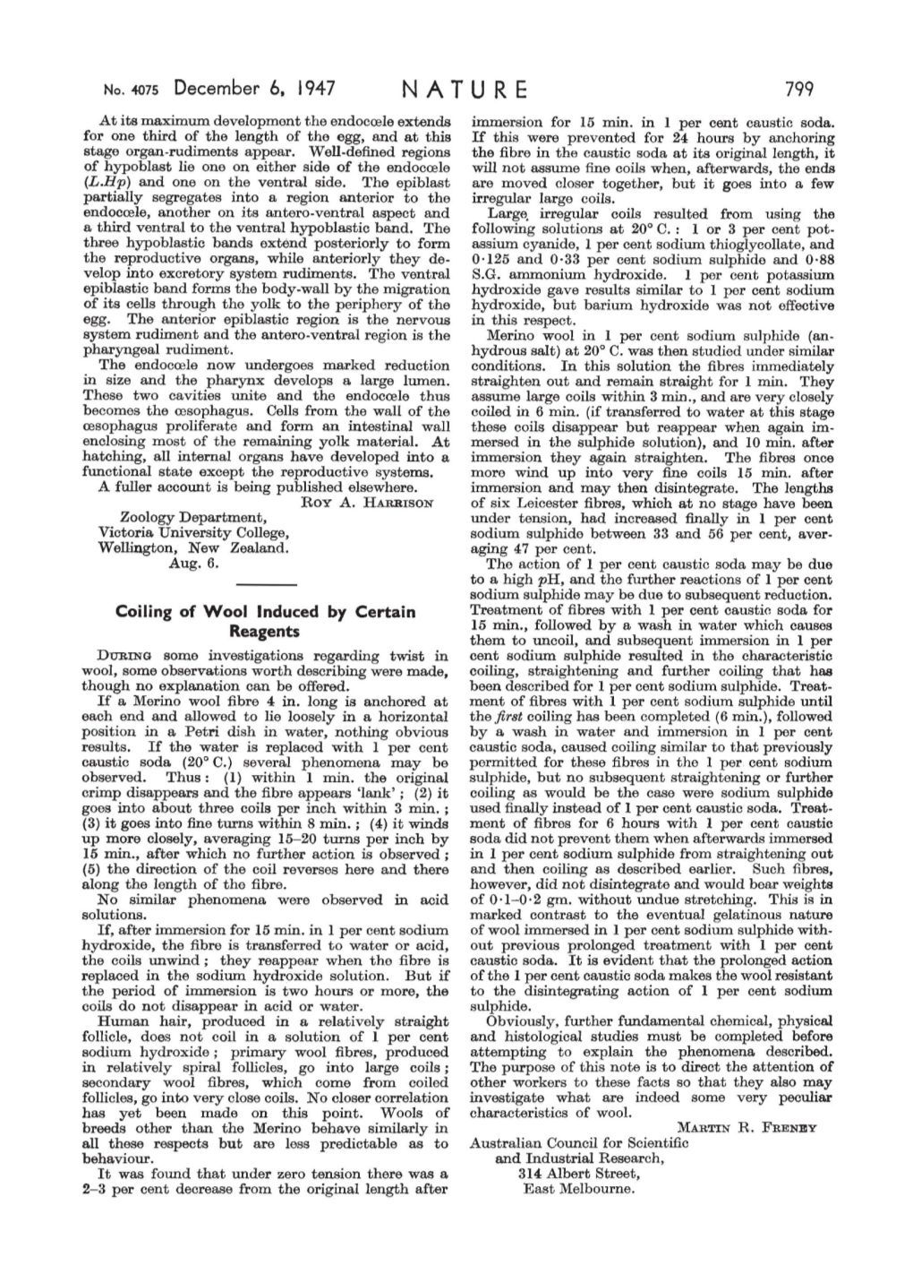 Coiling of Wool Induced by Certain Reagents