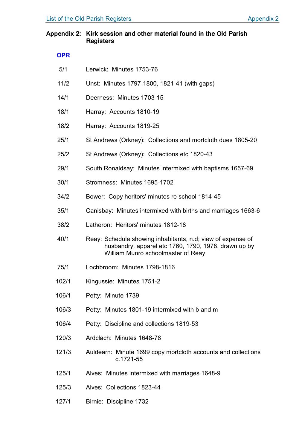 Kirk Session and Other Material Found in the Old Parish Registers