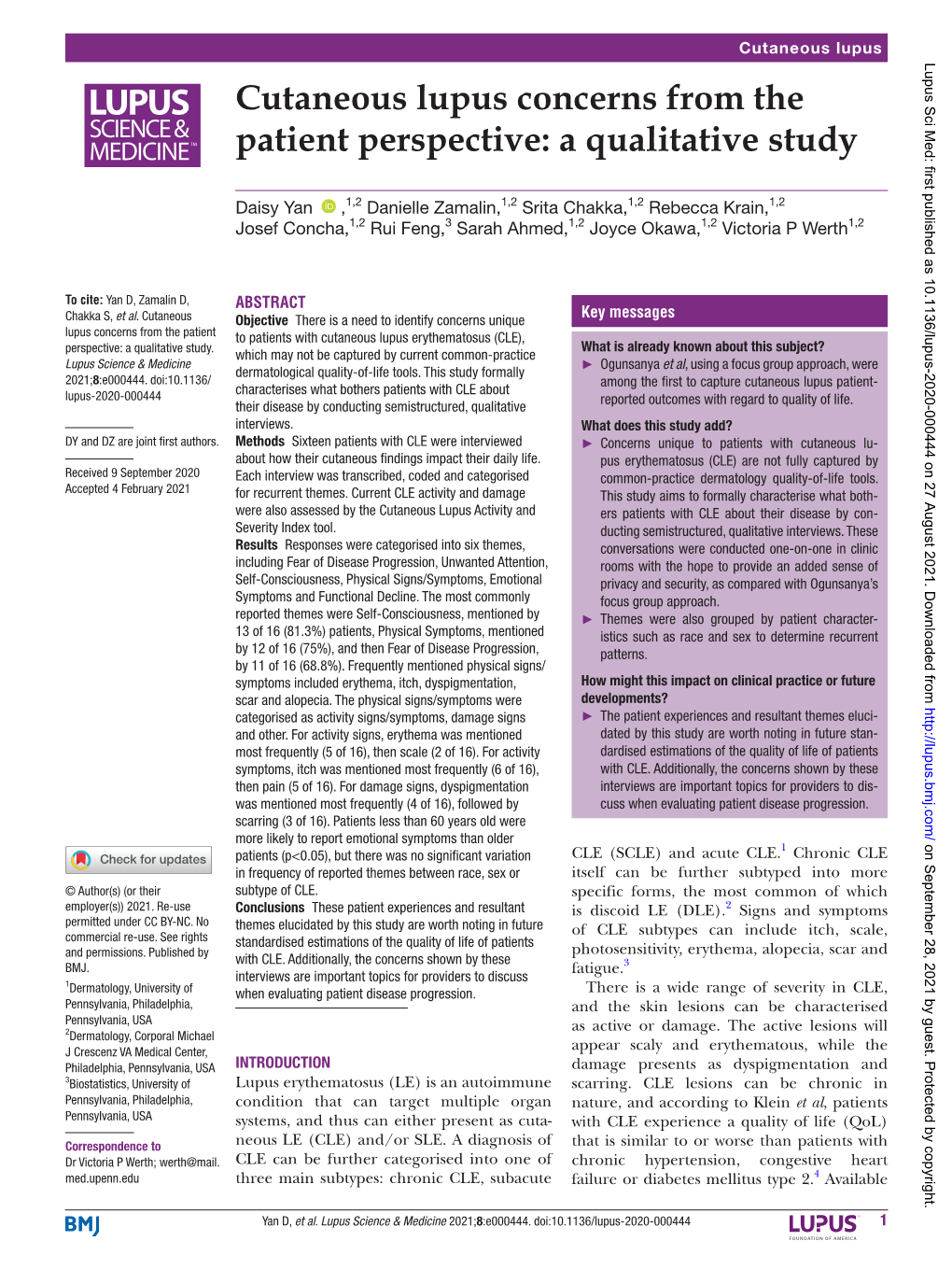 Cutaneous Lupus Concerns from the Patient Perspective: a Qualitative Study