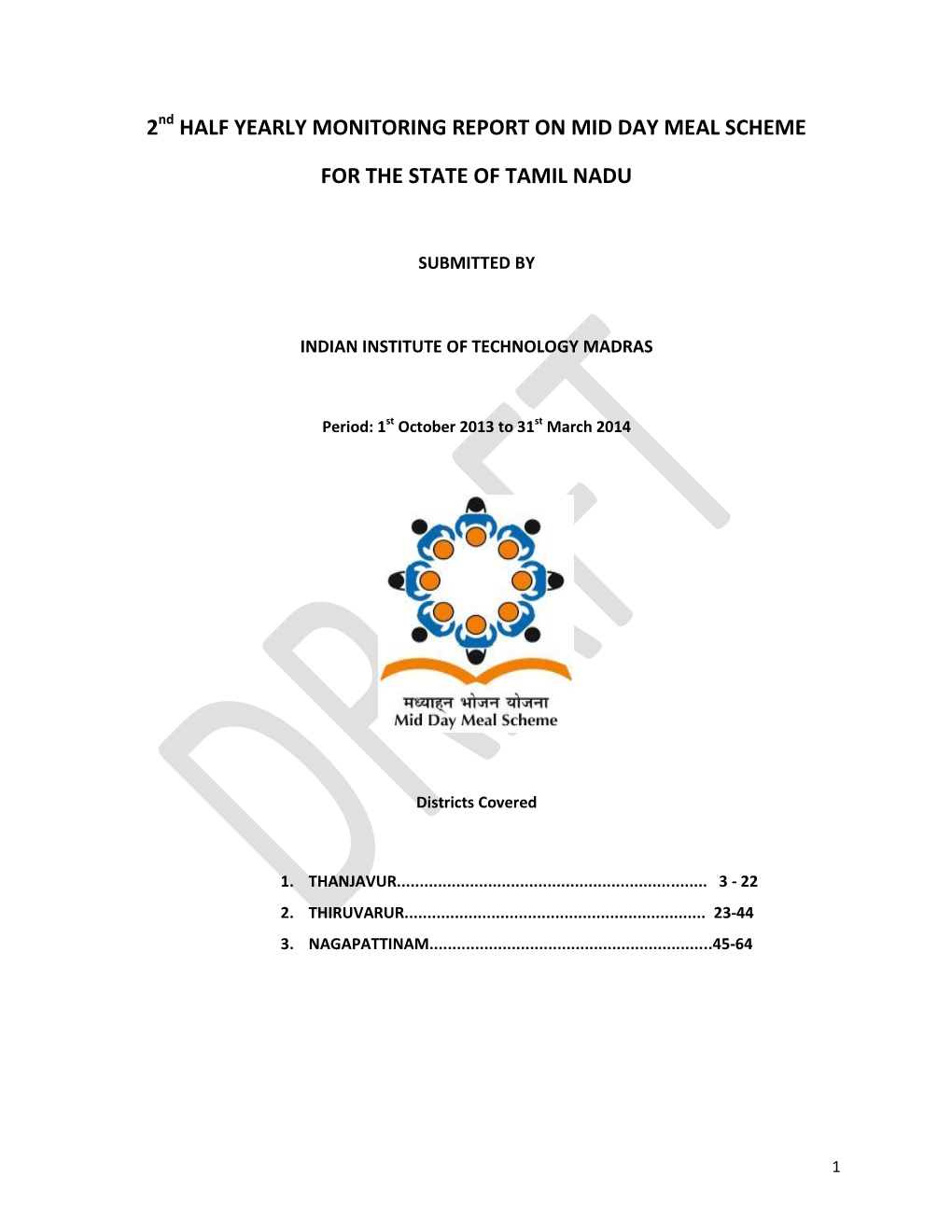 2 Half Yearly Monitoring Report on Mid Day Meal Scheme for the State of Tamil Nadu