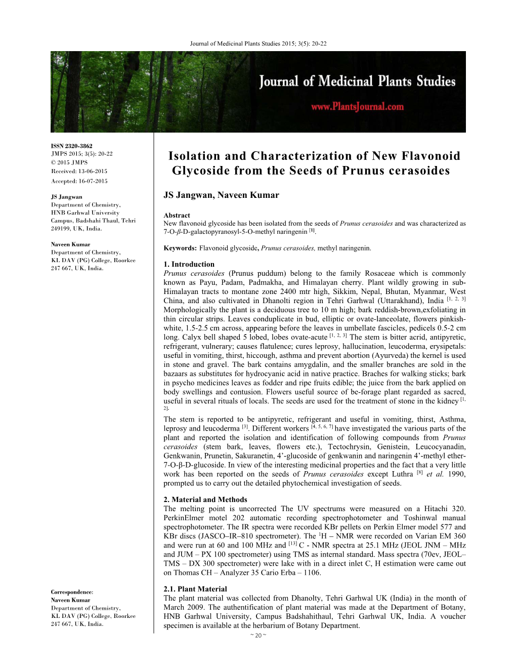 Isolation and Characterization of New Flavonoid Glycoside from The