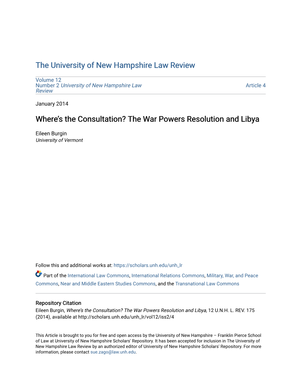 The War Powers Resolution and Libya