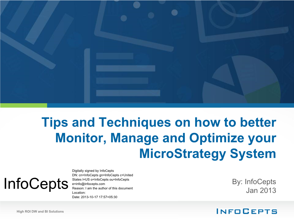 Tips & Tricks to Monitor, Manage & Optimize Microstrategy System