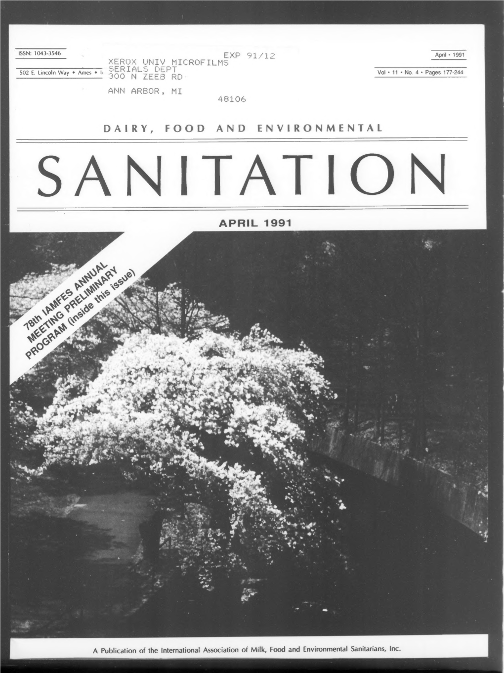 Dairy, Food and Environmental Sanitation 1991-04: Vol 11 Iss 4