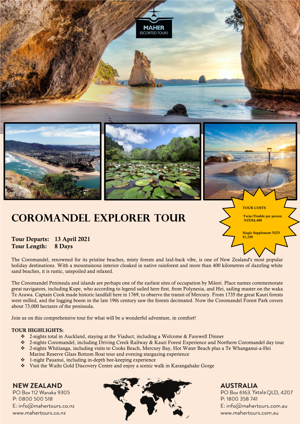 Coromandel Explorer Tour Nzd$4,400