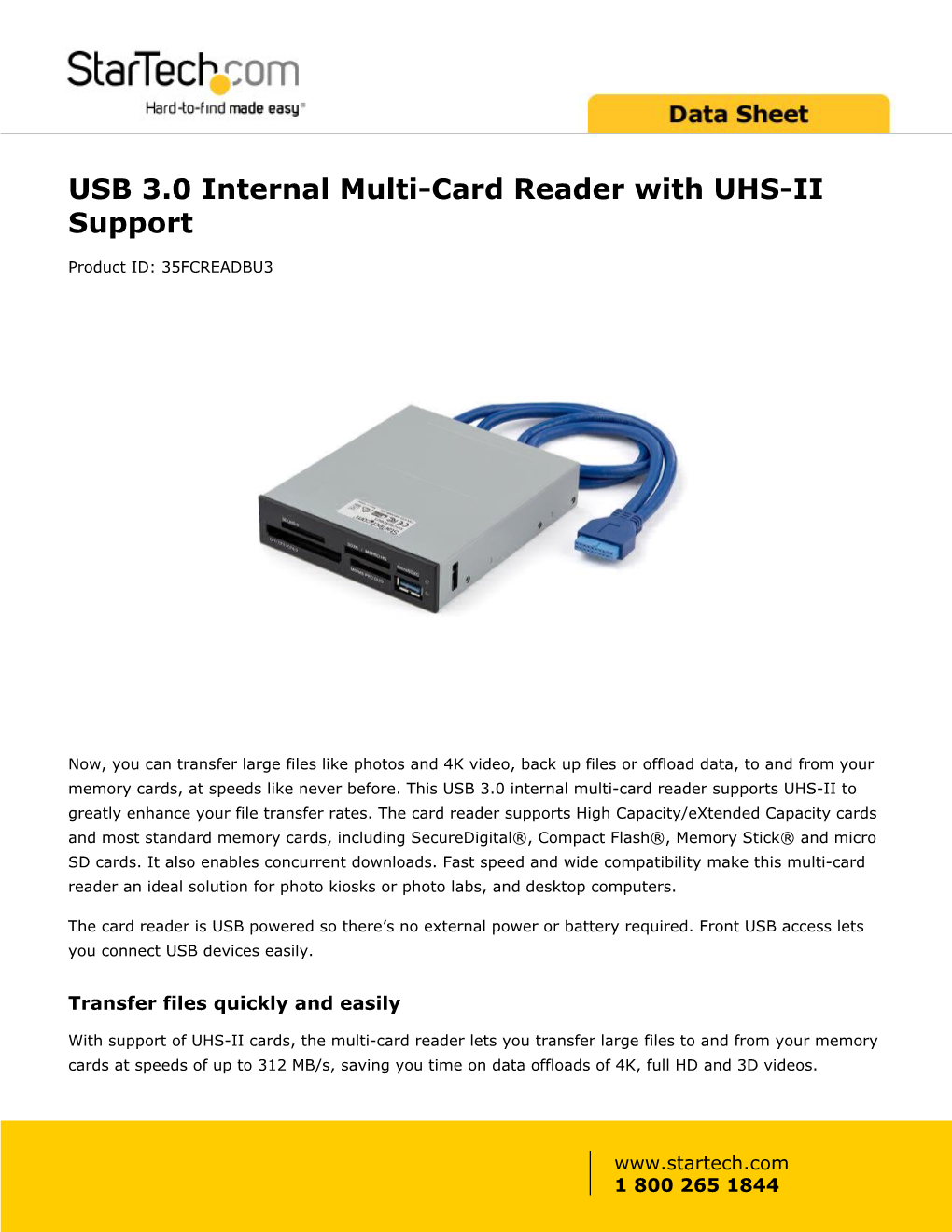 USB 3.0 Internal Multi-Card Reader with UHS-II Support