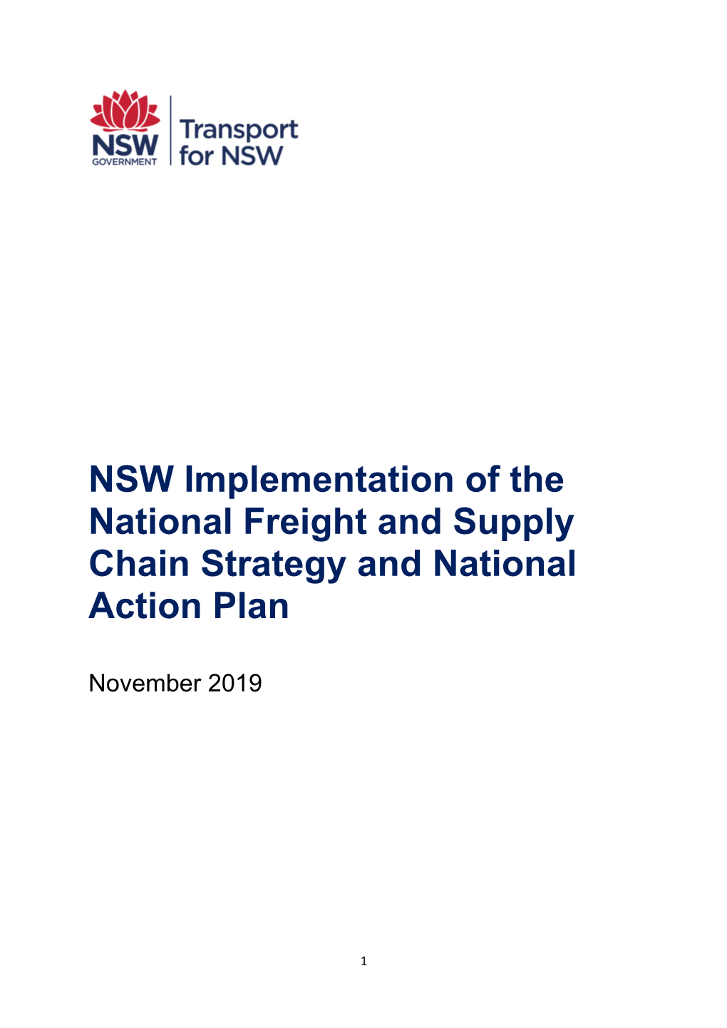 NSW Implementation of the National Freight and Supply Chain Strategy and National Action Plan