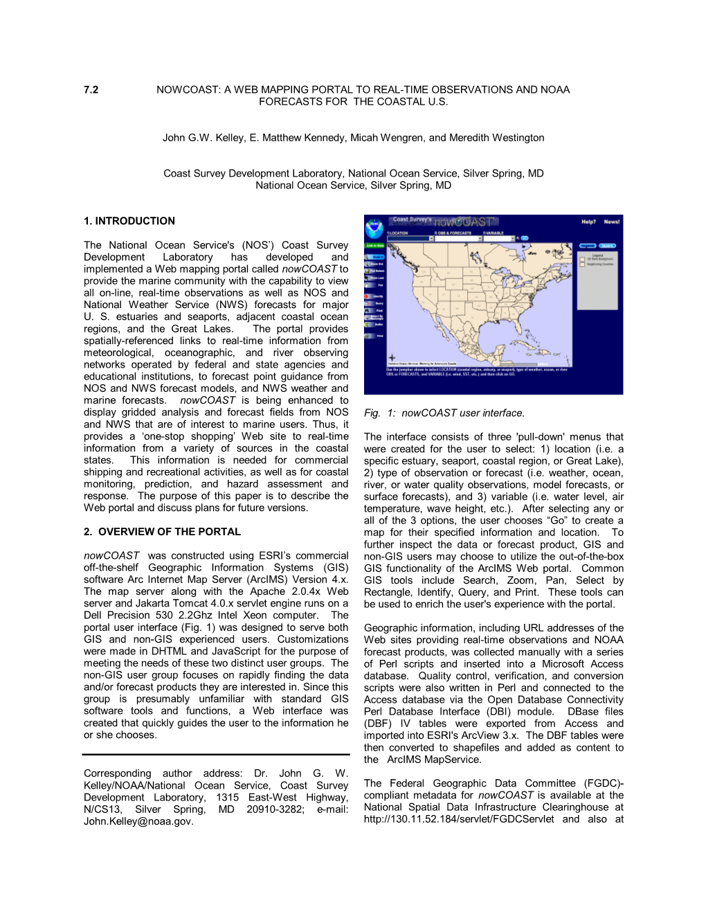 7.2 Nowcoast: a Web Mapping Portal to Real-Time Observations and Noaa Forecasts for the Coastal U.S