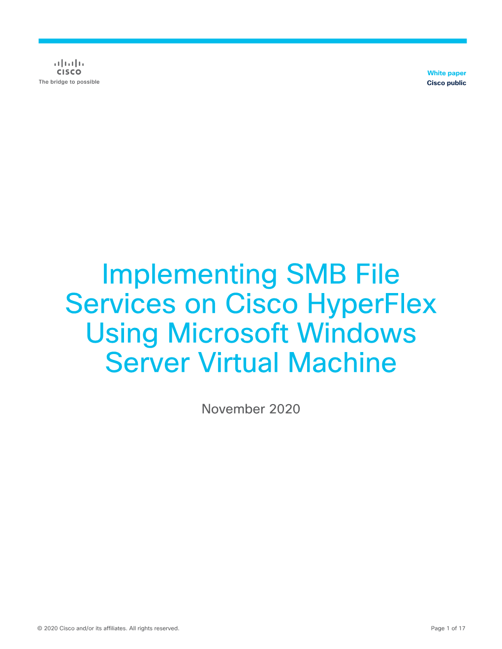 Implementing SMB File Services on Cisco Hyperflex Using Microsoft Windows Server Virtual Machine