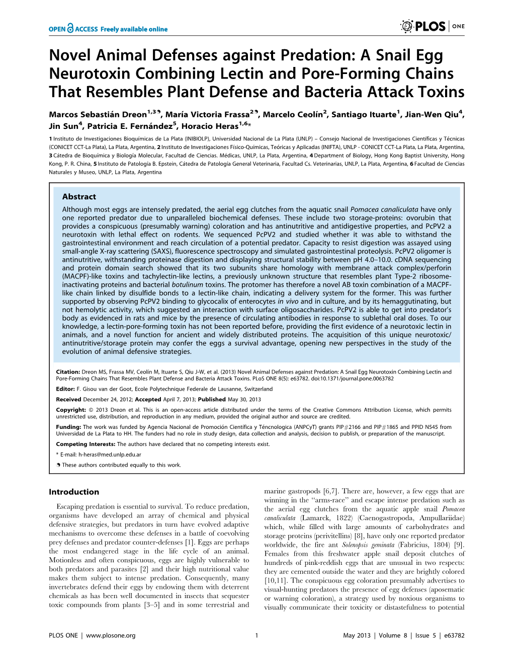 Novel Animal Defenses Against Predation: a Snail Egg Neurotoxin Combining Lectin and Pore-Forming Chains That Resembles Plant Defense and Bacteria Attack Toxins