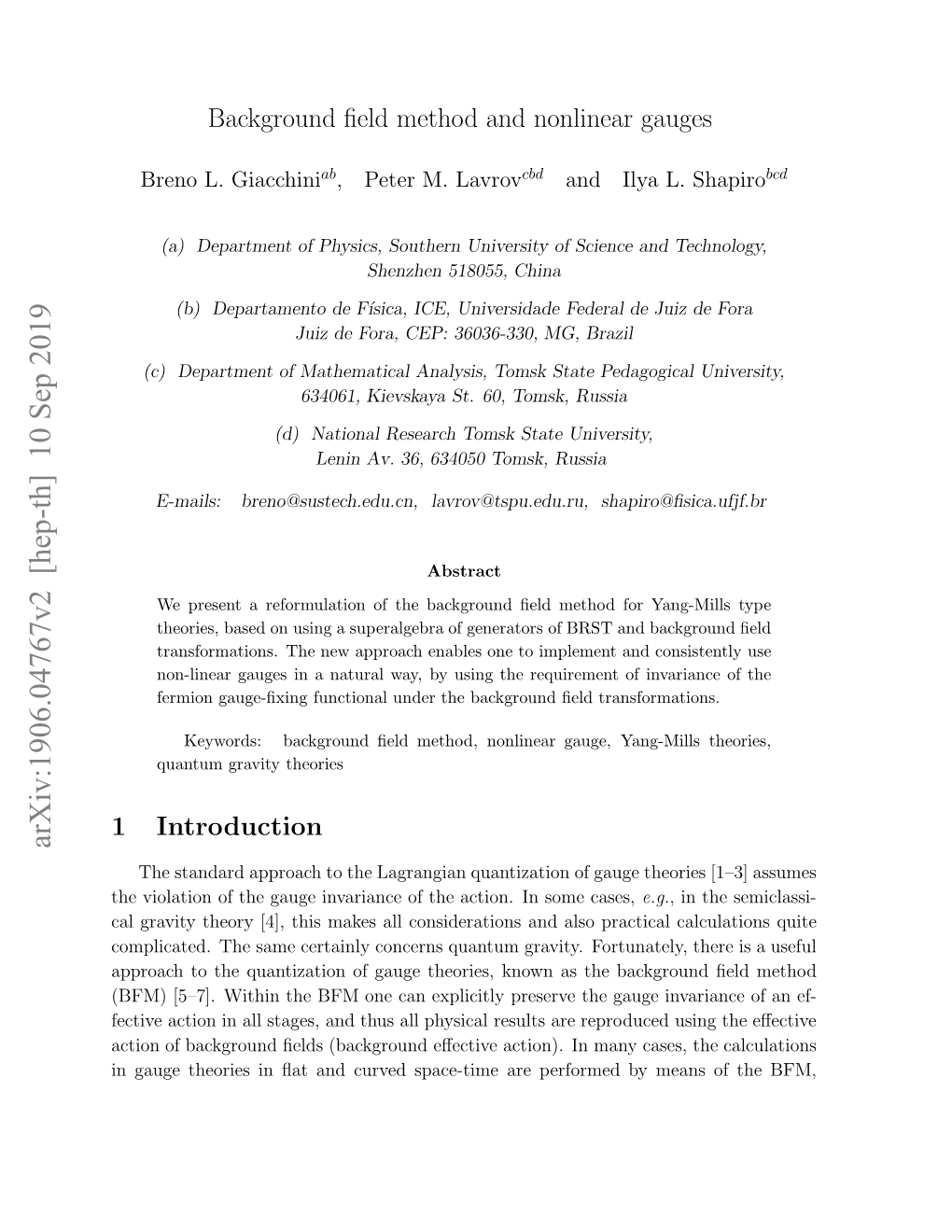 Background Field Method and Nonlinear Gauges