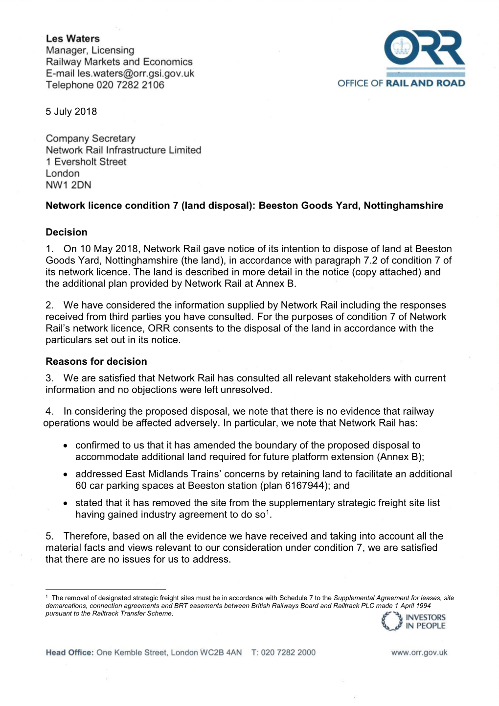 Beeston Land Disposal Decison Notice