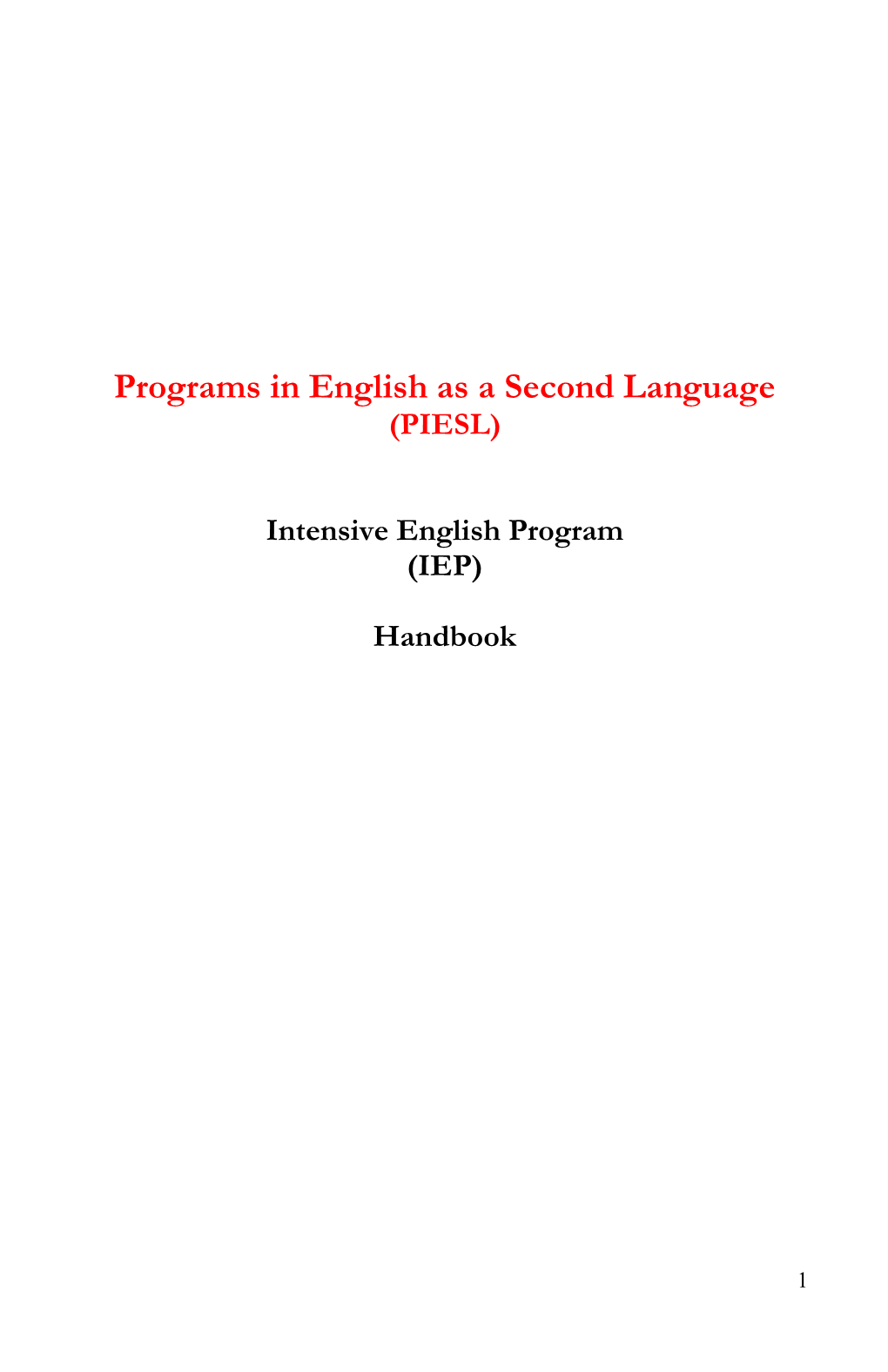 Intensive English Program (IEP) Handbook