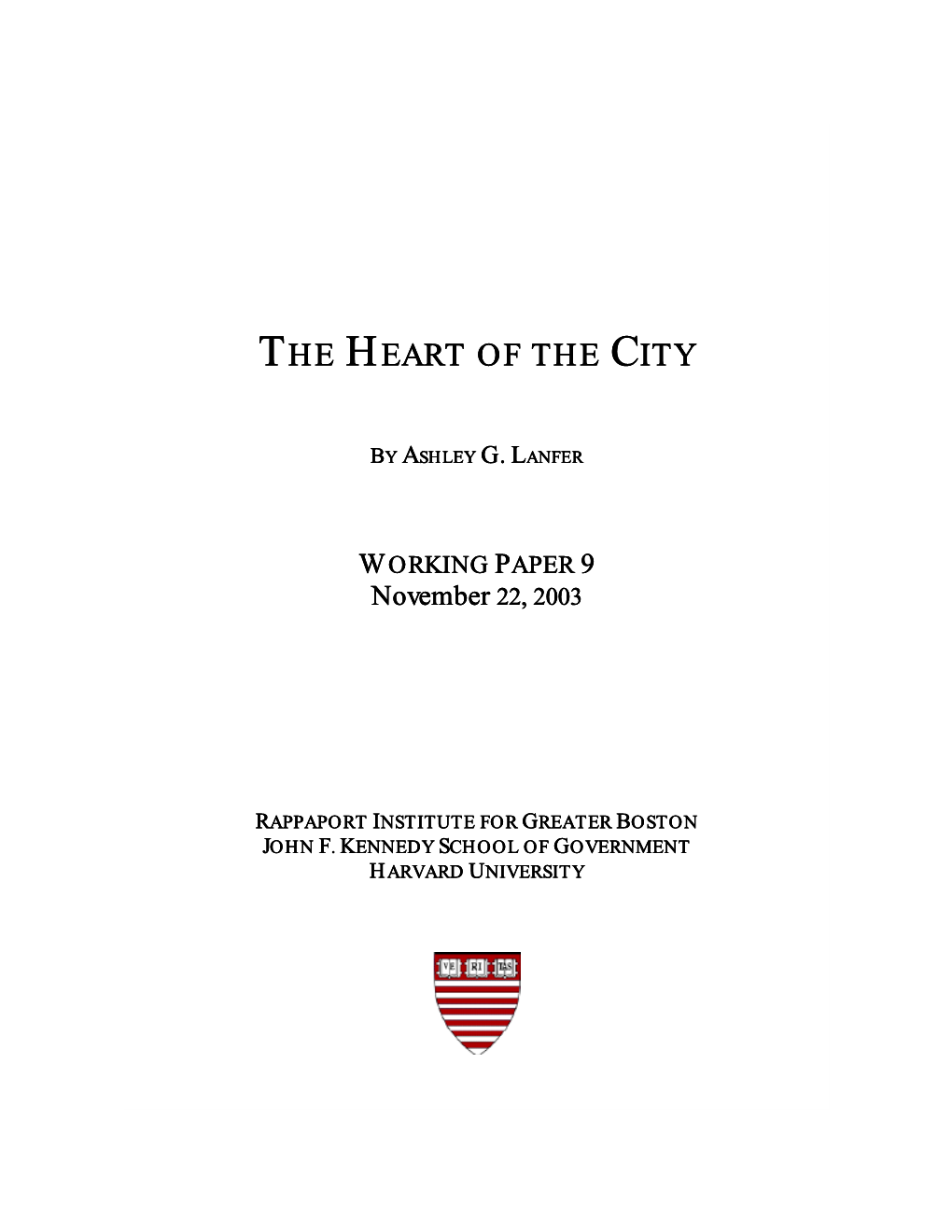 Heart of the City Final Report