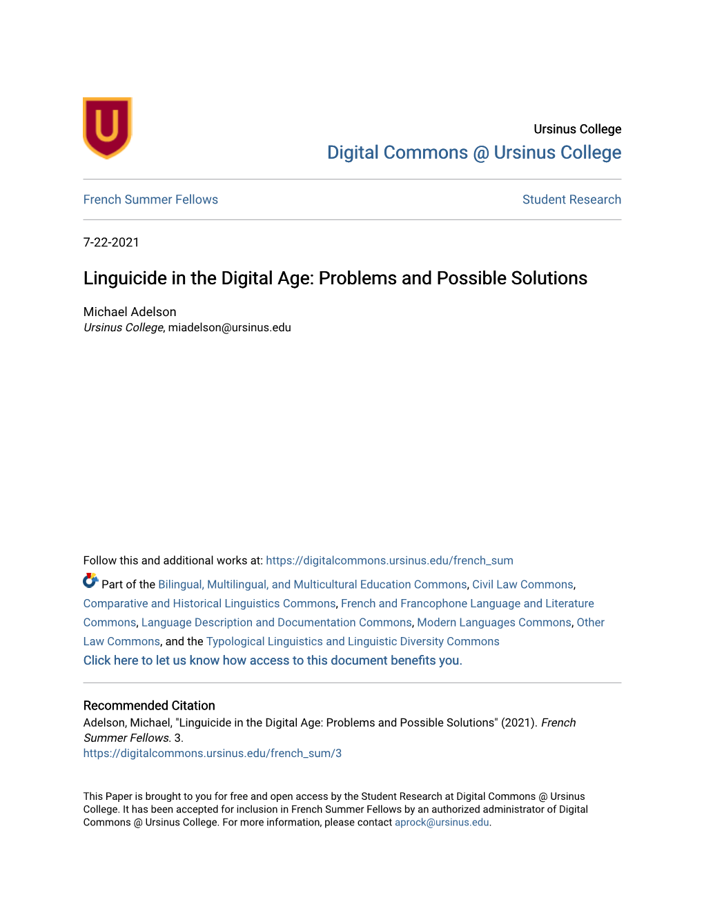 Linguicide in the Digital Age: Problems and Possible Solutions