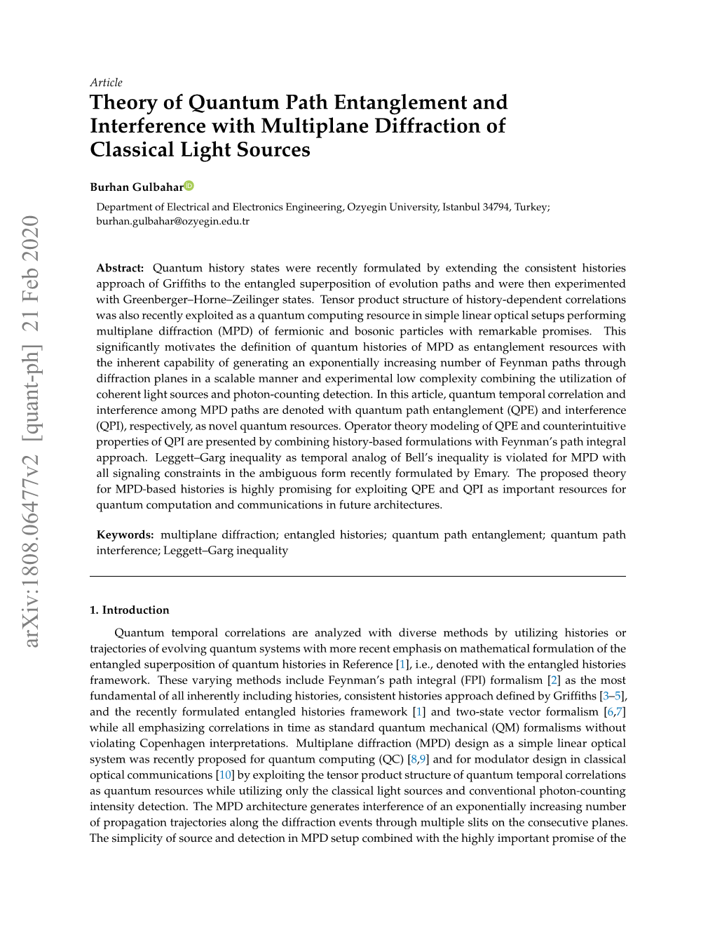 Theory of Quantum Path Entanglement and Interference with Multiplane Diffraction of Classical Light Sources