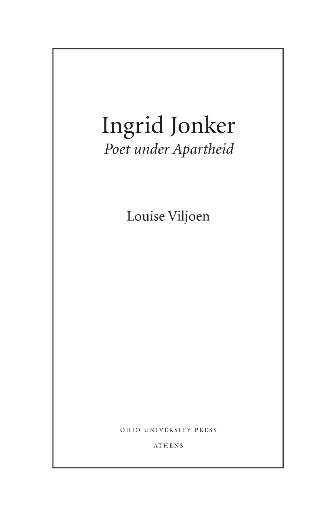 Ingrid Jonker: Poet Under Apartheid