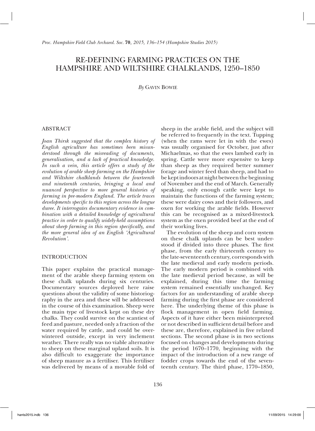 Re-Defining Farming Practices on the Hampshire and Wiltshire Chalklands, 1250-1850