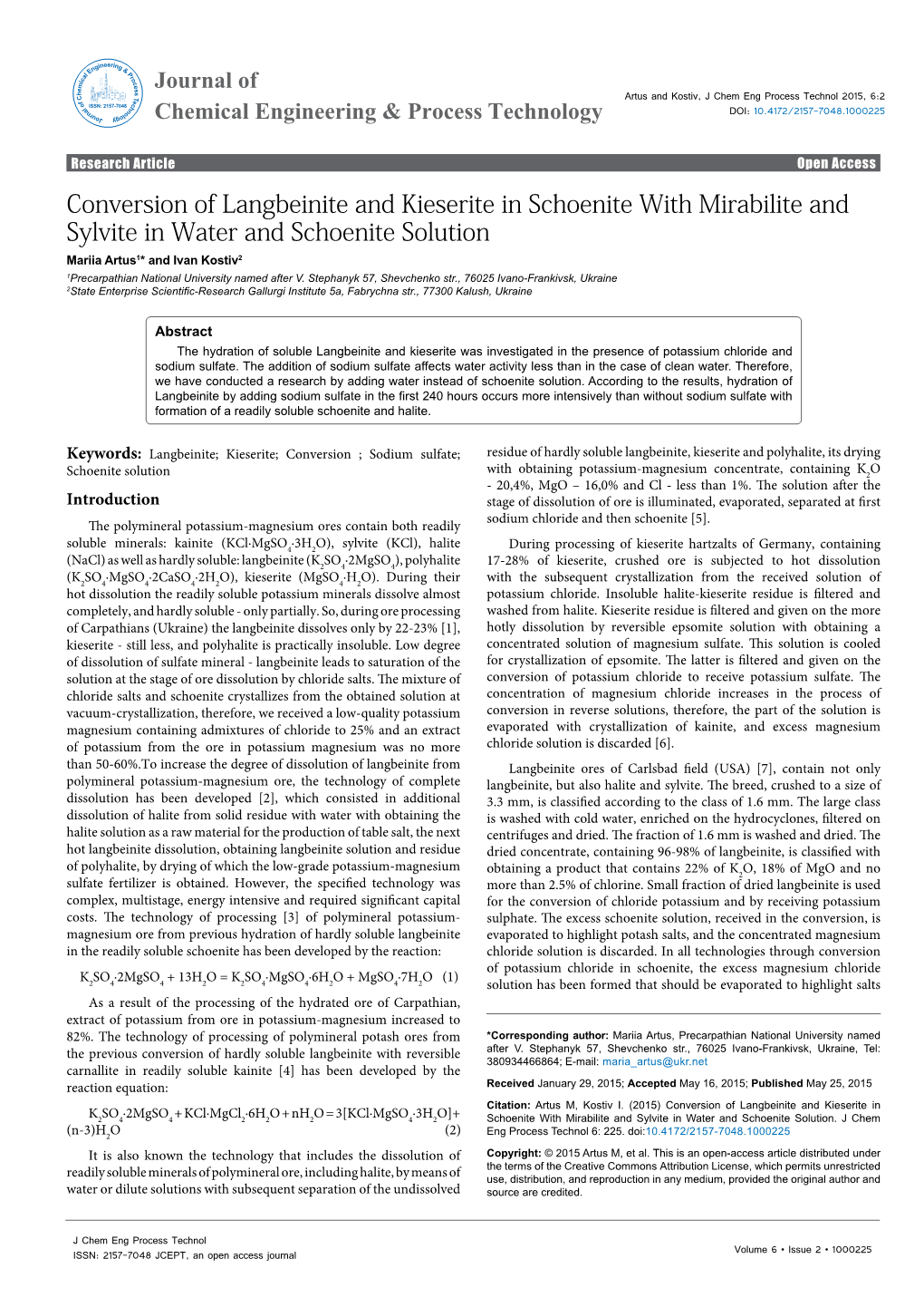 Conversion of Langbeinite and Kieserite in Schoenite With