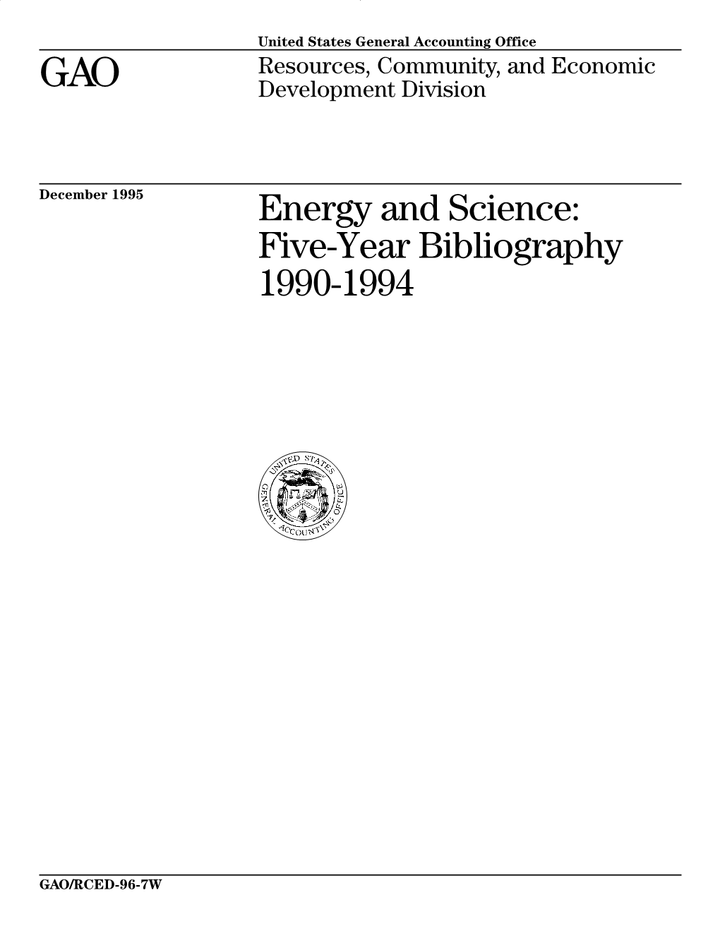 RCED-96-7W Energy and Science