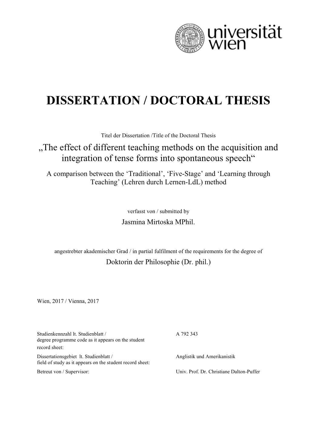 Dissertation / Doctoral Thesis