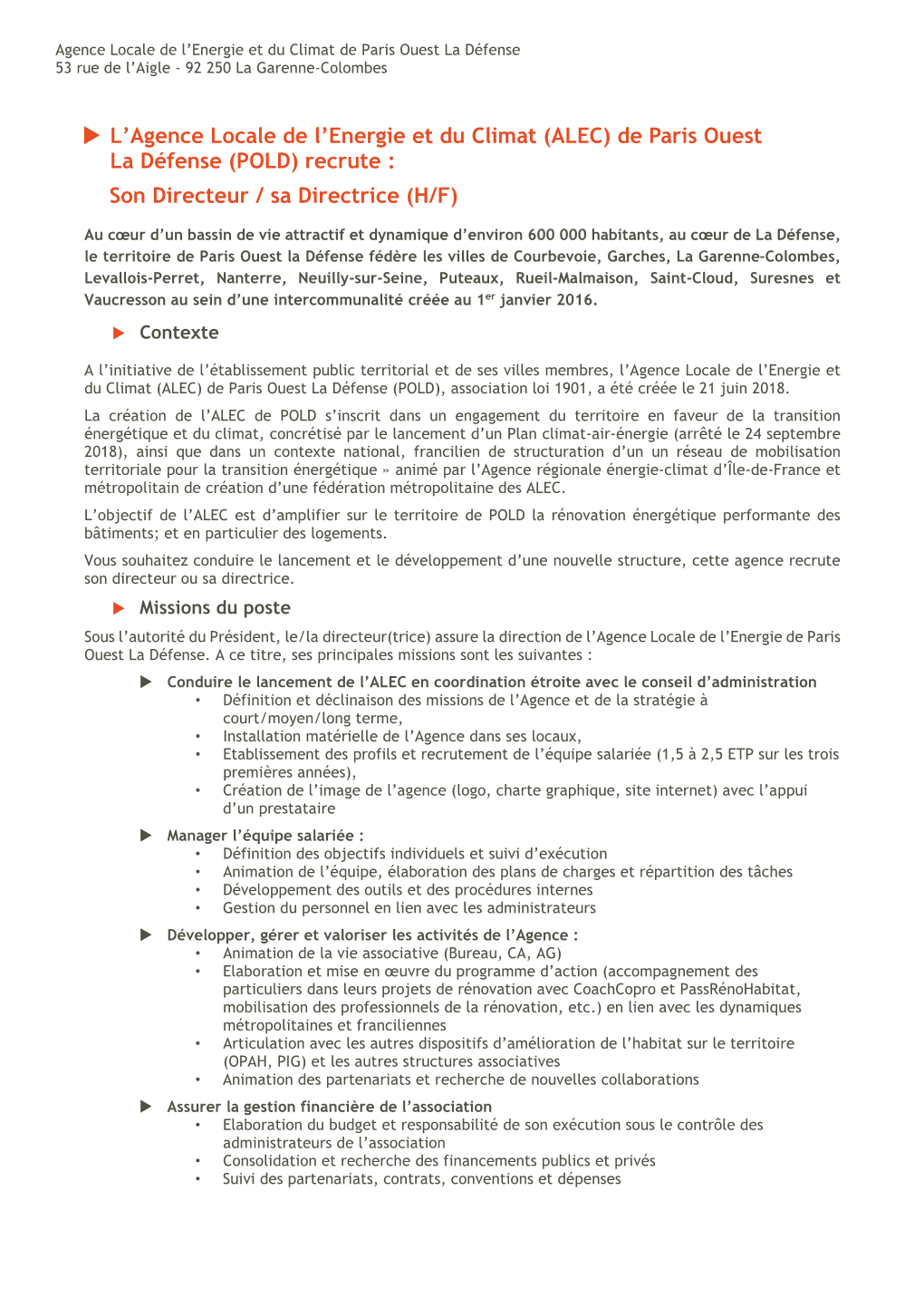 L'agence Locale De L'energie Et Du Climat (ALEC) De Paris Ouest La