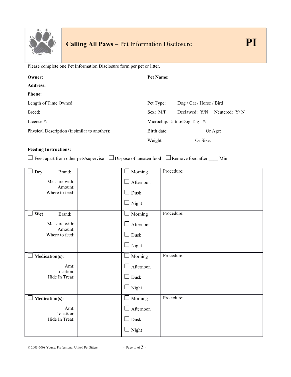 Please Complete One Pet Information Disclosure Form Per Pet Or Litter s1